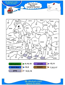 Çocuklar İçin Sayıya Göre Boya Boyama Sayfaları 